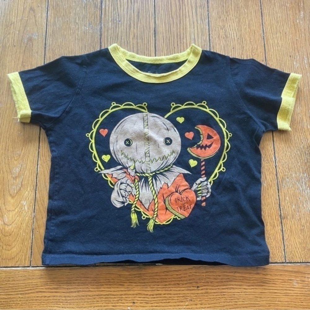 Eye Candy Halloween Graphic Baby Tee Cropped T Shirt Women's Size Small - Picture 2 of 5